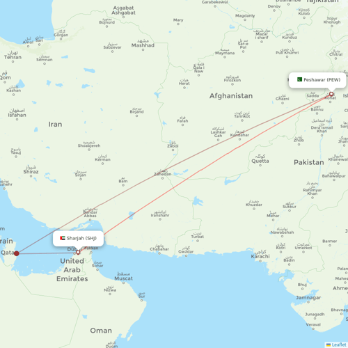 Pakistan International Airlines flights between Sharjah and Peshawar