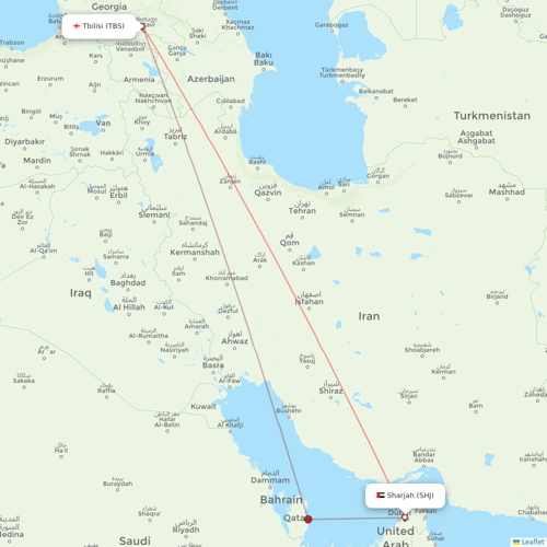 Air Arabia flights between Sharjah and Tbilisi