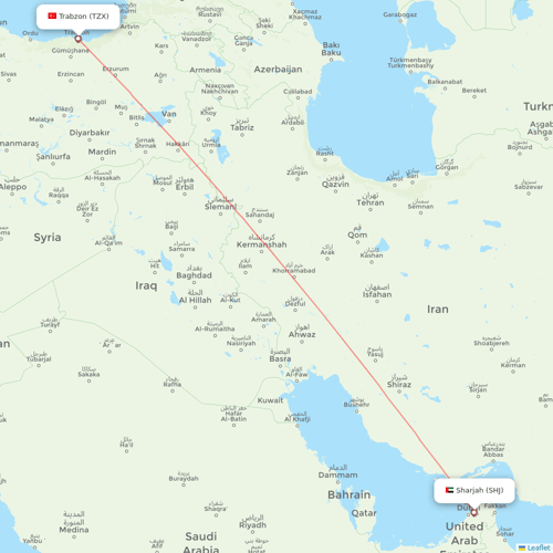 Air Arabia flights between Sharjah and Trabzon