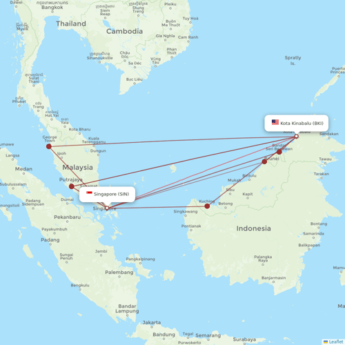 Scoot flights between Singapore and Kota Kinabalu