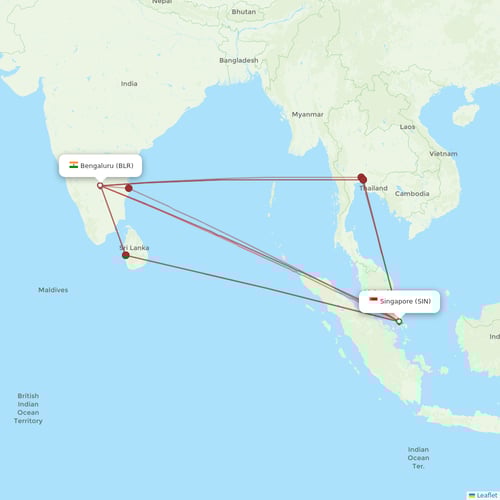 Singapore Airlines flights between Singapore and Bengaluru