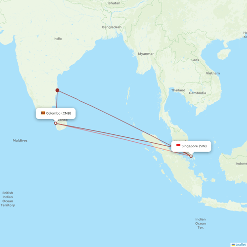 SriLankan Airlines flights between Singapore and Colombo