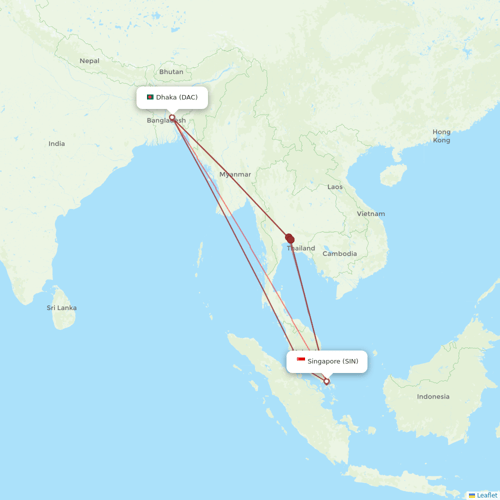 Biman Bangladesh Airlines flights between Singapore and Dhaka