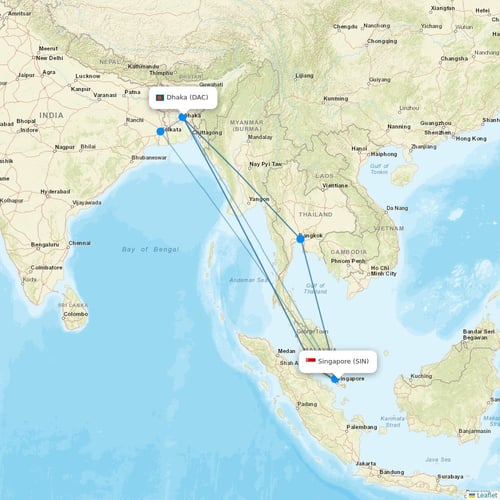 Biman Bangladesh Airlines flights between Singapore and Dhaka