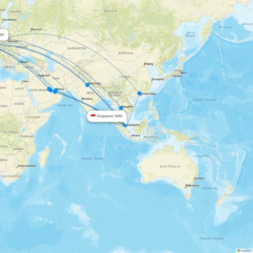 Singapore Airlines flights between Singapore and Frankfurt