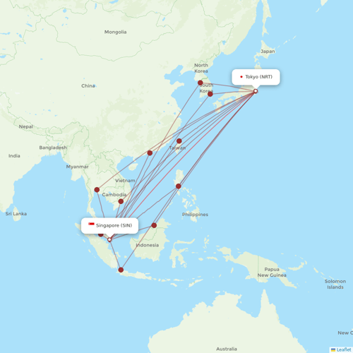 Singapore Airlines flights between Singapore and Tokyo