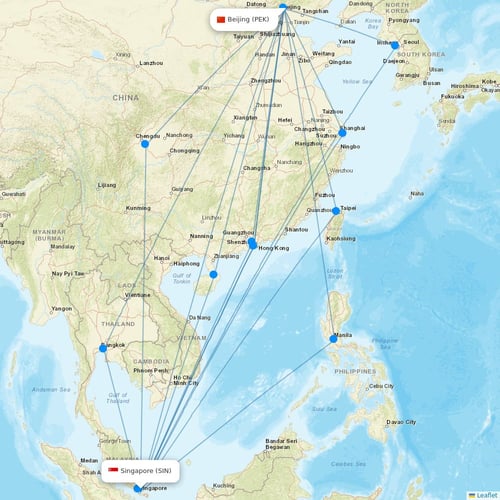 Singapore Airlines flights between Singapore and Beijing