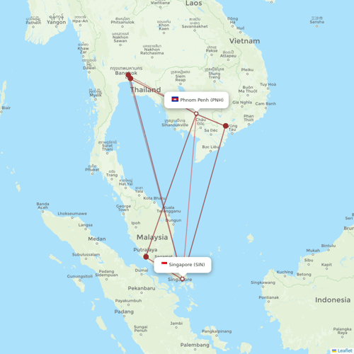 Singapore Airlines flights between Singapore and Phnom Penh