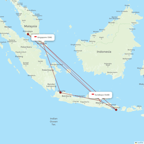 Jetstar Asia flights between Singapore and Surabaya