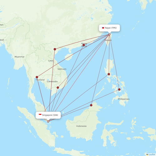 Singapore Airlines flights between Singapore and Taipei