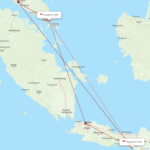 Scoot flights between Singapore and Yogyakarta