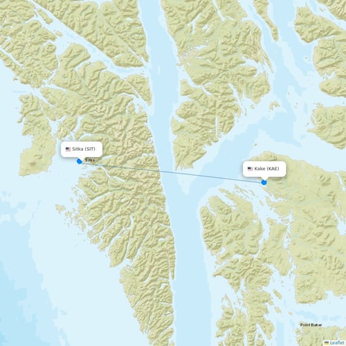 Air Excursions flights between Sitka and Kake
