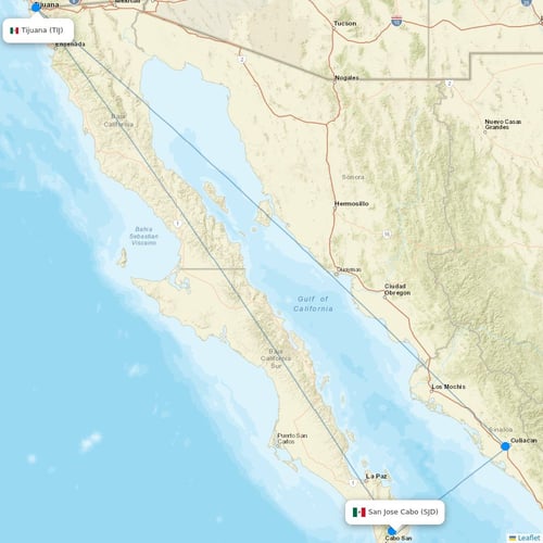 Volaris flights between San Jose Cabo and Tijuana