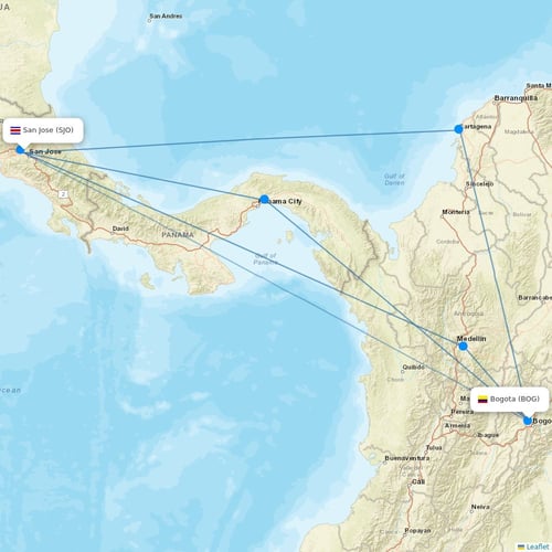 AVIANCA flights between San Jose and Bogota