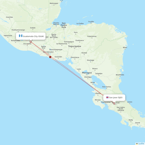 Volaris Costa Rica flights between San Jose and Guatemala City