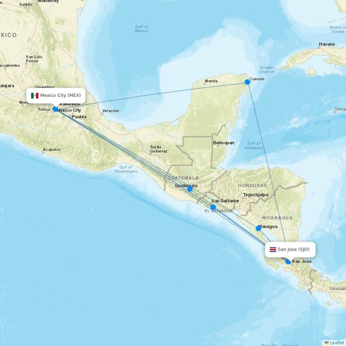 Volaris Costa Rica flights between San Jose and Mexico City