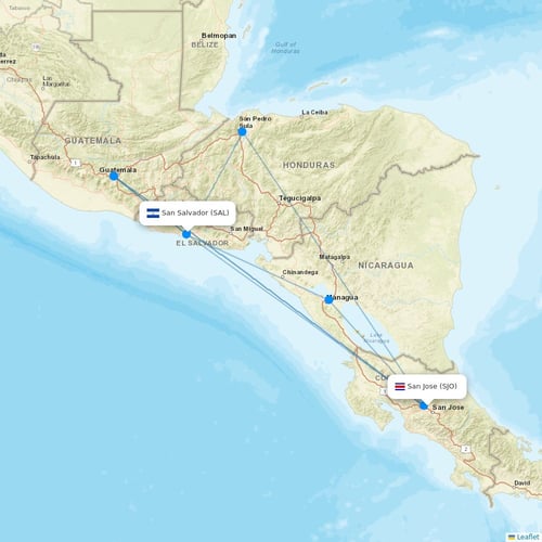 Aerolineas MAS flights between San Jose and San Salvador