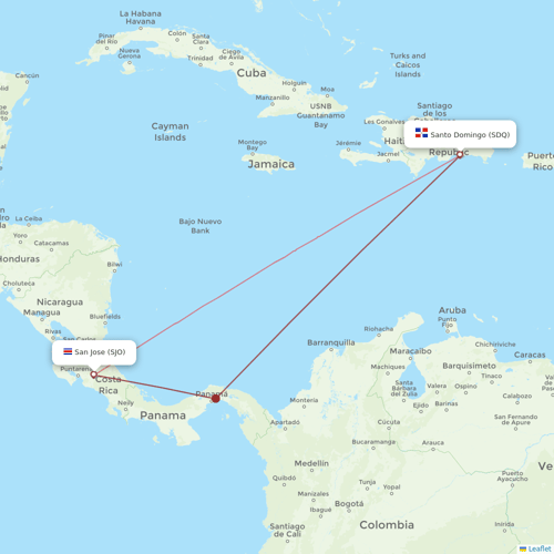 Asian Air flights between San Jose and Santo Domingo