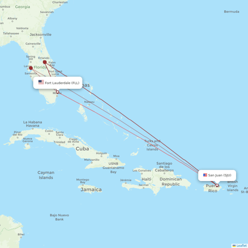 JetBlue Airways flights between San Juan and Fort Lauderdale