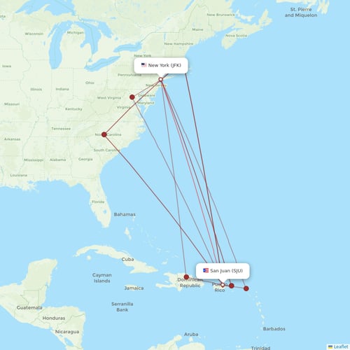 JetBlue Airways flights between San Juan and New York