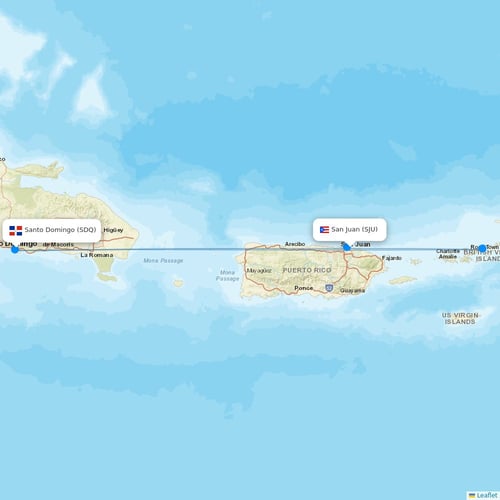 Asian Air flights between San Juan and Santo Domingo