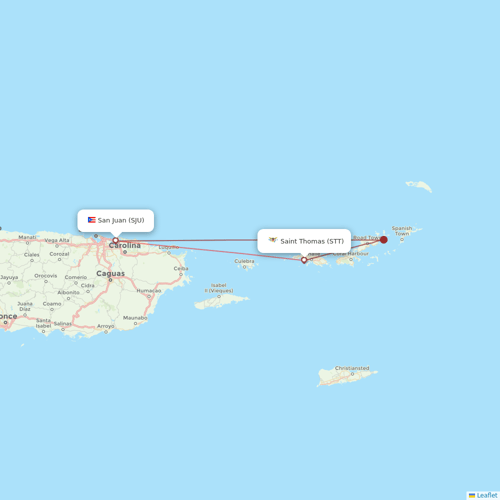 Silver Airways flights between San Juan and Saint Thomas