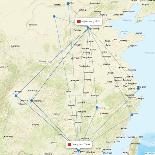 Chongqing Airlines flights between Shijiazhuang and Guangzhou