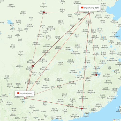 Hebei Airlines flights between Shijiazhuang and Kunming