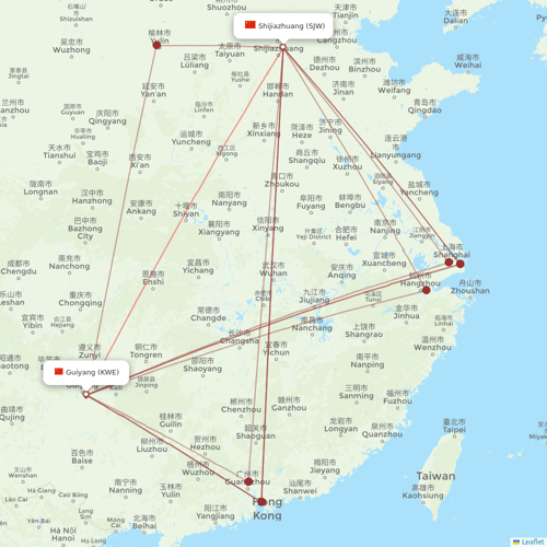 Hebei Airlines flights between Shijiazhuang and Guiyang