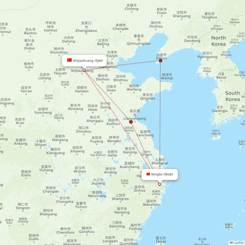 Hebei Airlines flights between Shijiazhuang and Ningbo
