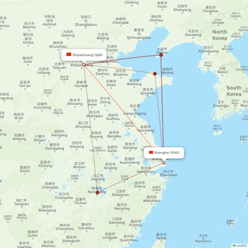 Hebei Airlines flights between Shijiazhuang and Shanghai