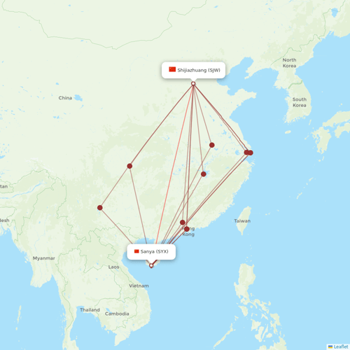 Hebei Airlines flights between Shijiazhuang and Sanya
