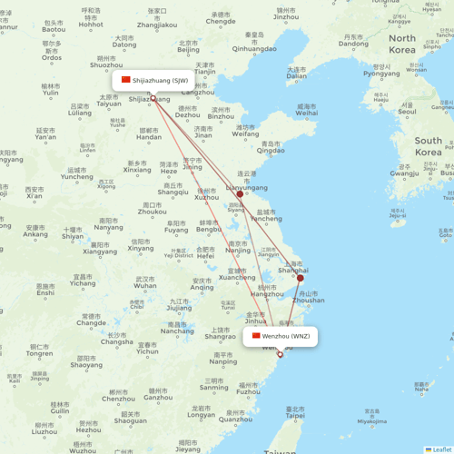 China United Airlines flights between Shijiazhuang and Wenzhou