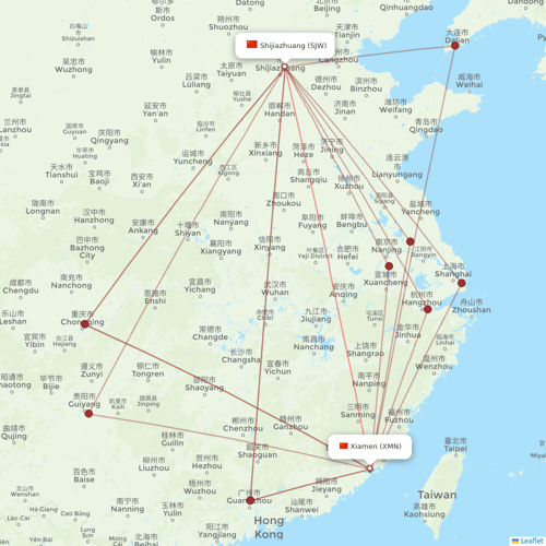 Hebei Airlines flights between Shijiazhuang and Xiamen