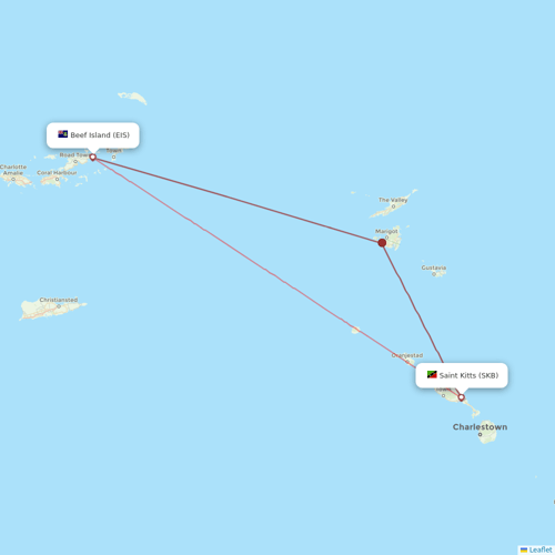 Winair flights between Saint Kitts and Beef Island