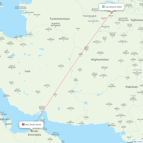 Intercontinental Airways (Gambia) flights between Samarkand and Abu Dhabi