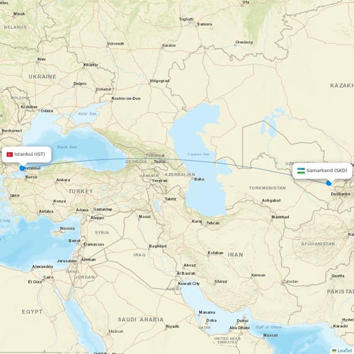 Southern Air flights between Samarkand and Istanbul