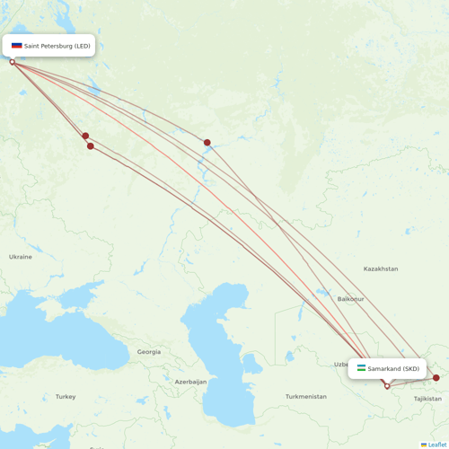 Taban Airlines flights between Samarkand and Saint Petersburg