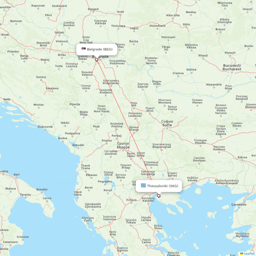Air Serbia flights between Thessaloniki and Belgrade