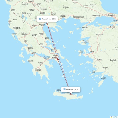 Sky Express flights between Thessaloniki and Heraklion