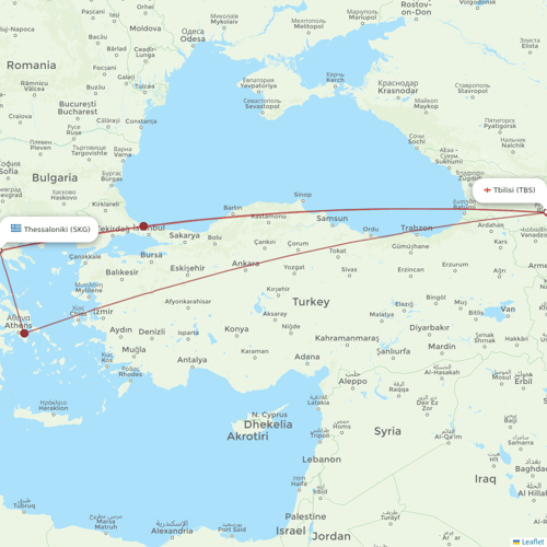 Georgian Airways flights between Thessaloniki and Tbilisi