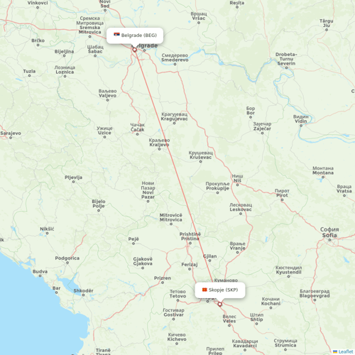 Air Serbia flights between Skopje and Belgrade