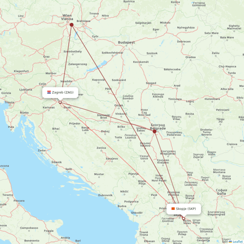 Croatia Airlines flights between Skopje and Zagreb