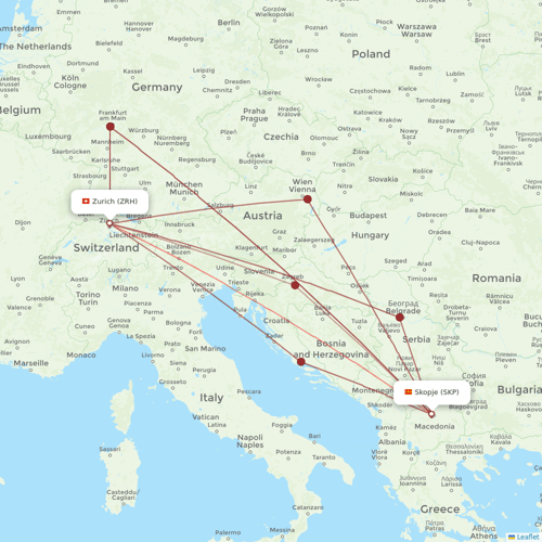 Germania flights between Skopje and Zurich