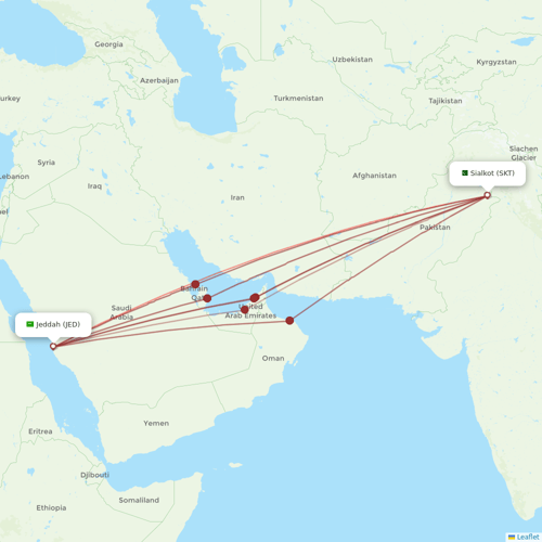 Pakistan International Airlines flights between Sialkot and Jeddah