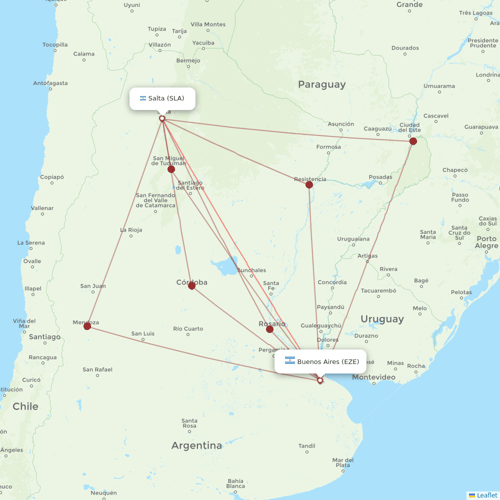 Felix Airways flights between Salta and Buenos Aires