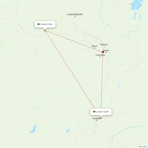 Naysa flights between Solwezi and Lusaka