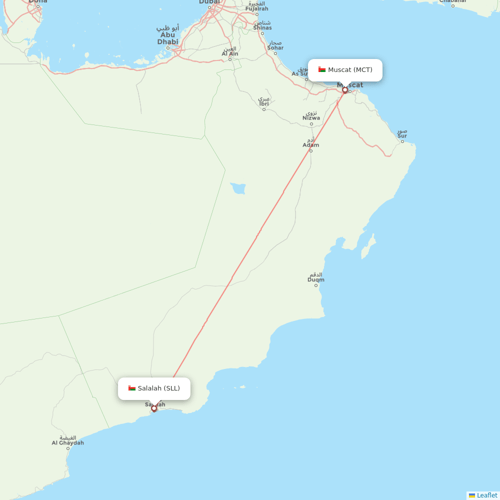 Oman Air flights between Salalah and Muscat