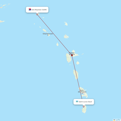 Winair flights between Saint Lucia and Sint Maarten