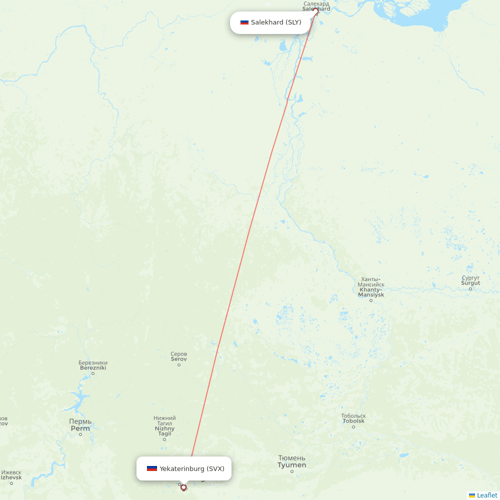 Yamal Airlines flights between Salekhard and Yekaterinburg